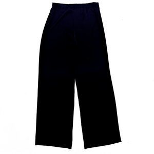 ST. JOHN Women's Sateen Satin Glossy Shiny Black Wide Dress Trouser Pants 6